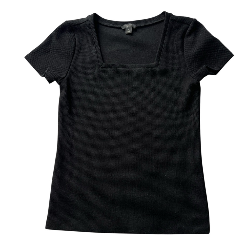 Ann Taylor Factory Petite Black Square Neck Women's Top XSP